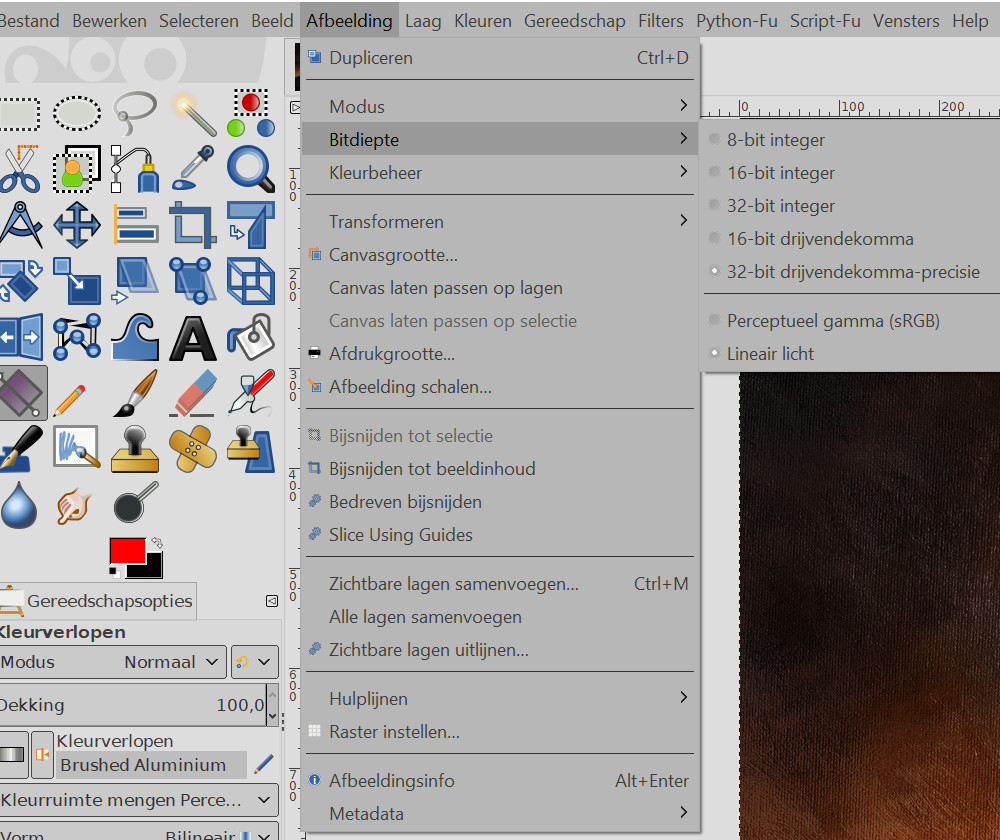 bitdiepte- Gimp wat is dat?