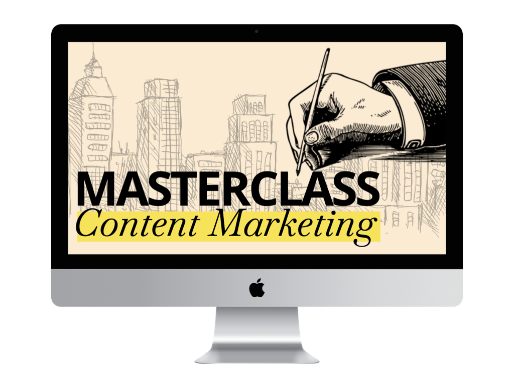 Desktop met introscherm content marketing masterclass