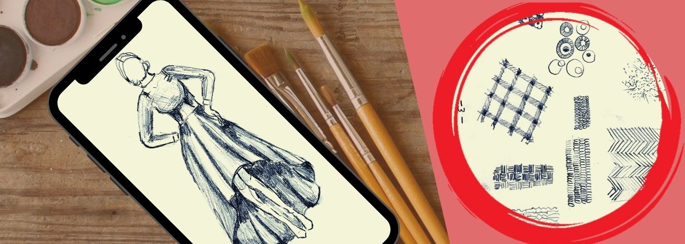 jurk met plooiet tekenen