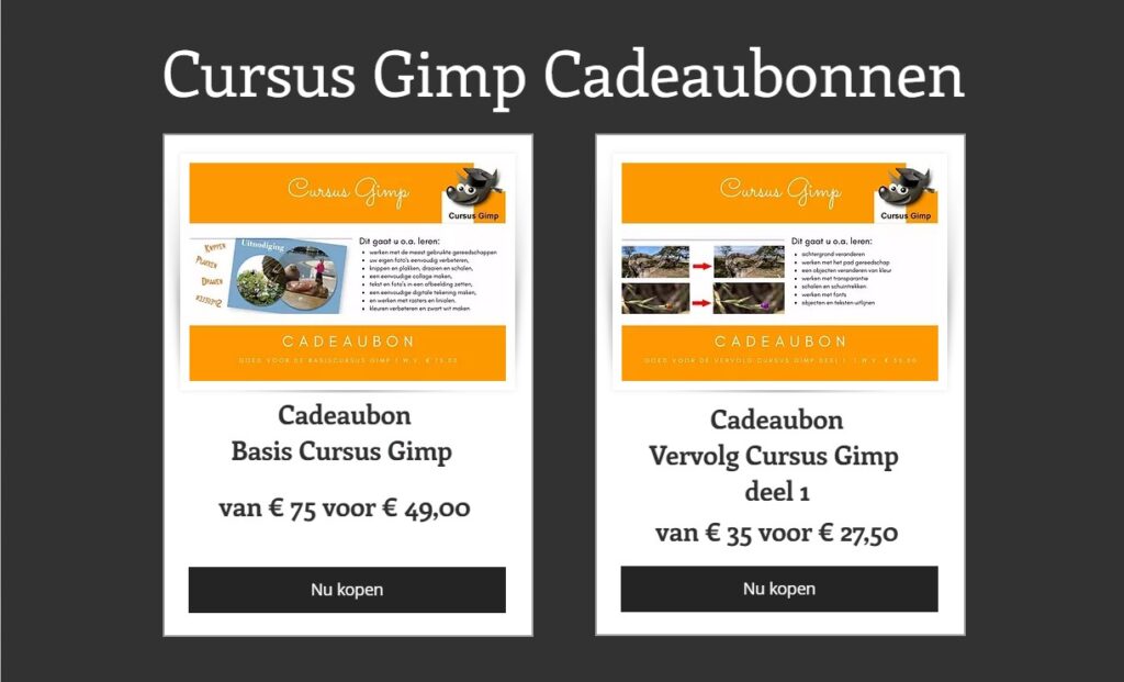 vaderdag aanbieding - cursus Gimp cadeaubonnen - geldig tot 30-06-2021