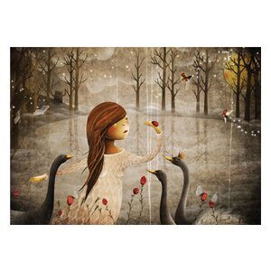 Postkaart 'Zwanenmeisje'