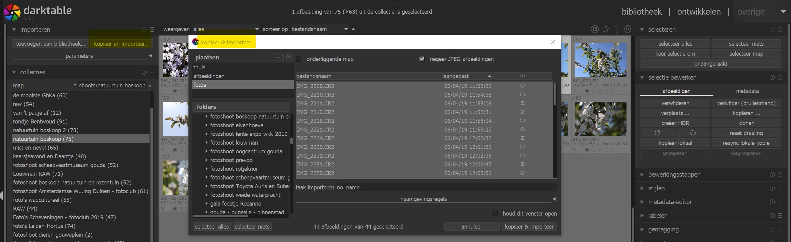 worklow in Darktable aanpassen