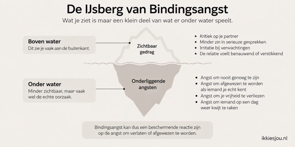 ijsberg van bindingsangst.