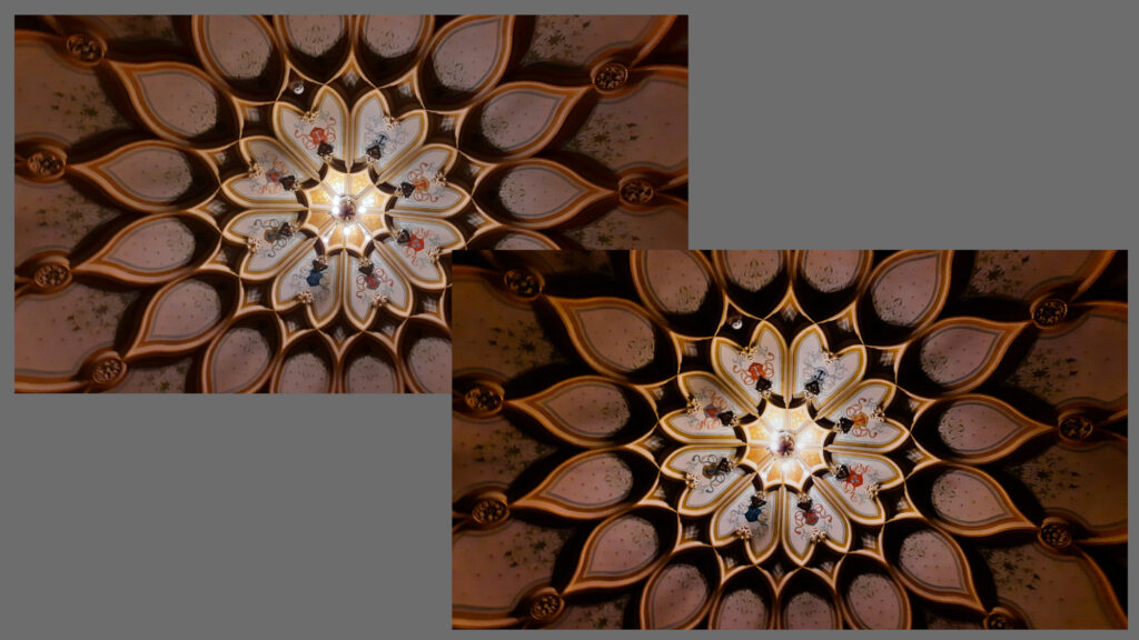 voorbeeld gebruik van de module Sigmoïde in Darktable.