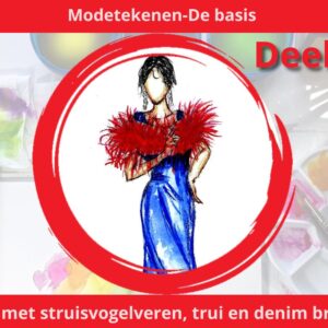 Jurk met struisvogelveren tekenen