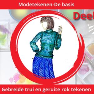 Gebreide trui en geruite rok tekenen