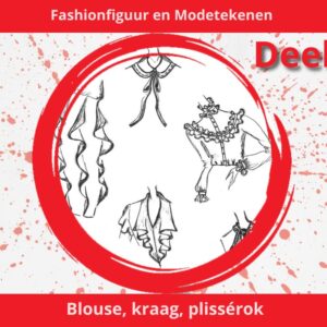 Blouse, kragen, plissérok tekenen