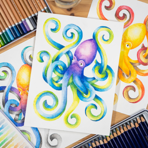 Octopus met Aquarelpotloden