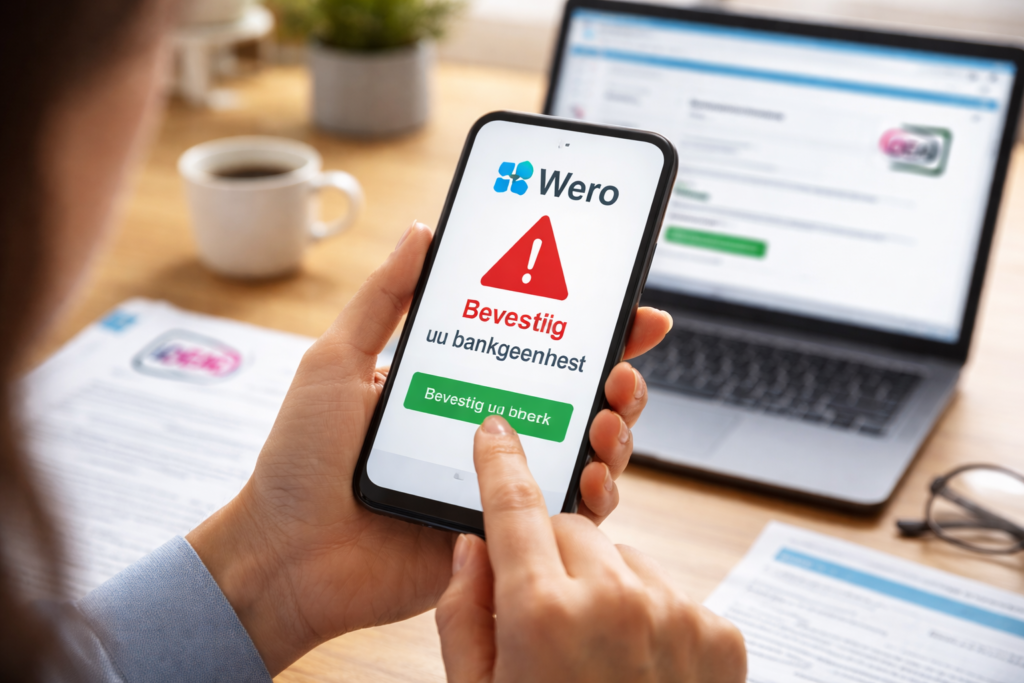 Iemand krijgt een frauduleuze melding bij de overgang van iDeal naar Wero