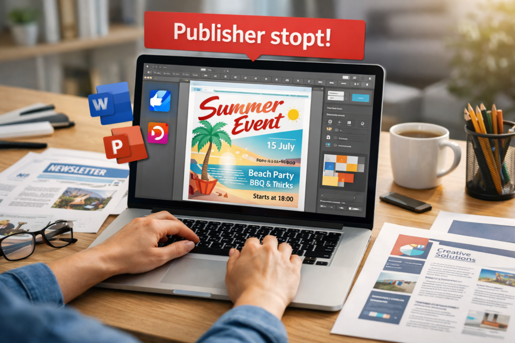 Werken met digitale documenten op laptop als alternatief voor Microsoft Publisher