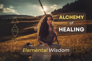 Symbolische afbeelding van de elementenleer binnen holistische therapie
