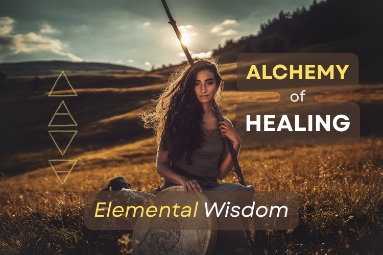Symbolische afbeelding van de elementenleer binnen holistische therapie
